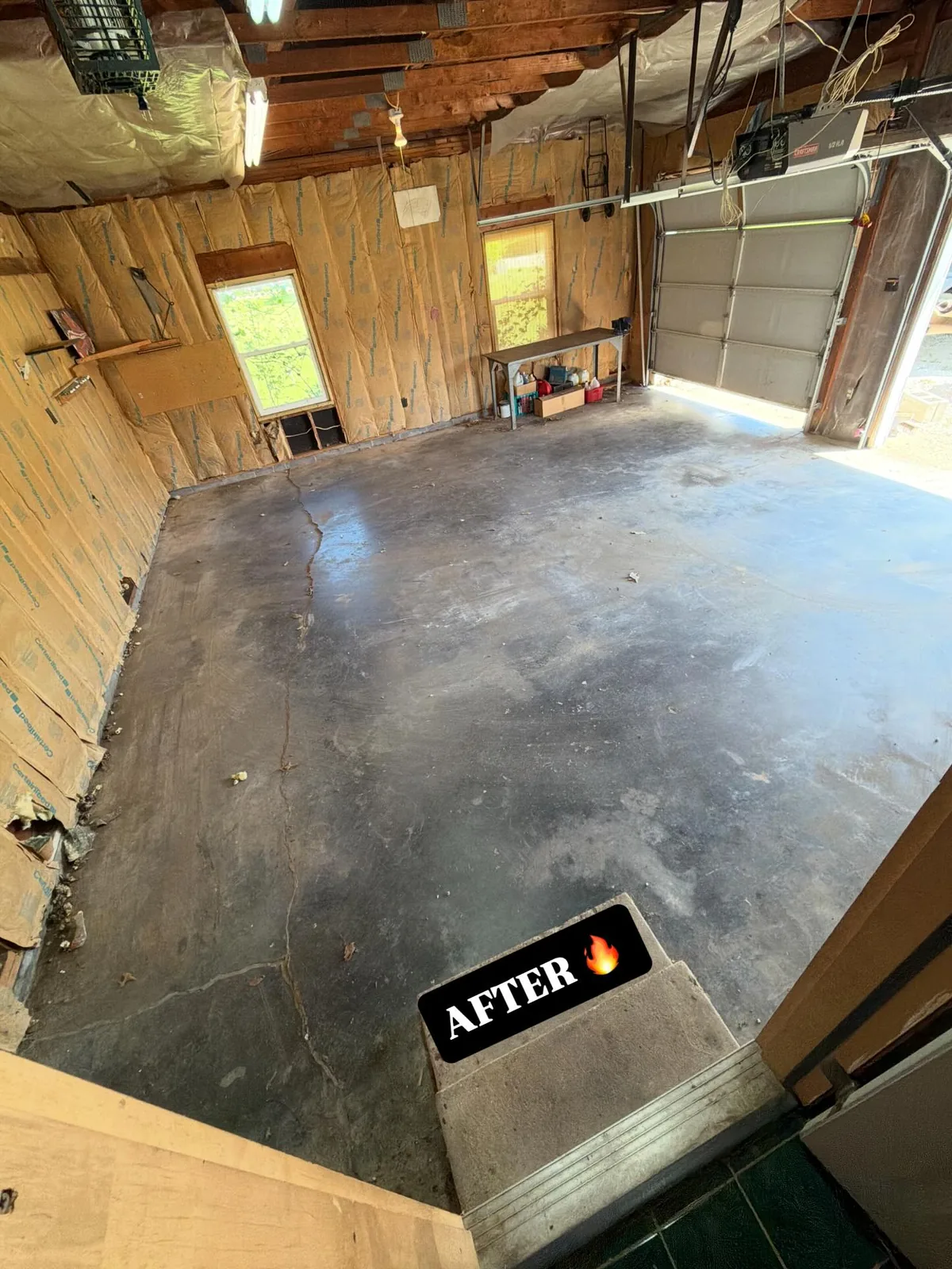Same Peoria IL garage emptied to bare concrete after the whole house cleanout